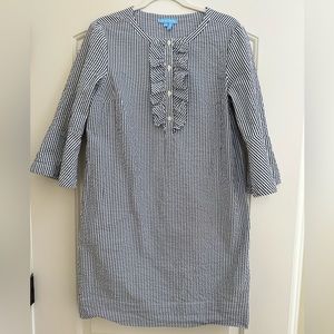 Draper James Seersucker Ruffle Shift Dress, Size 8